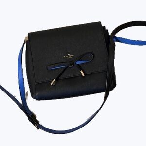 Kate Spade Black Crossbody with Blue-Trim Bow